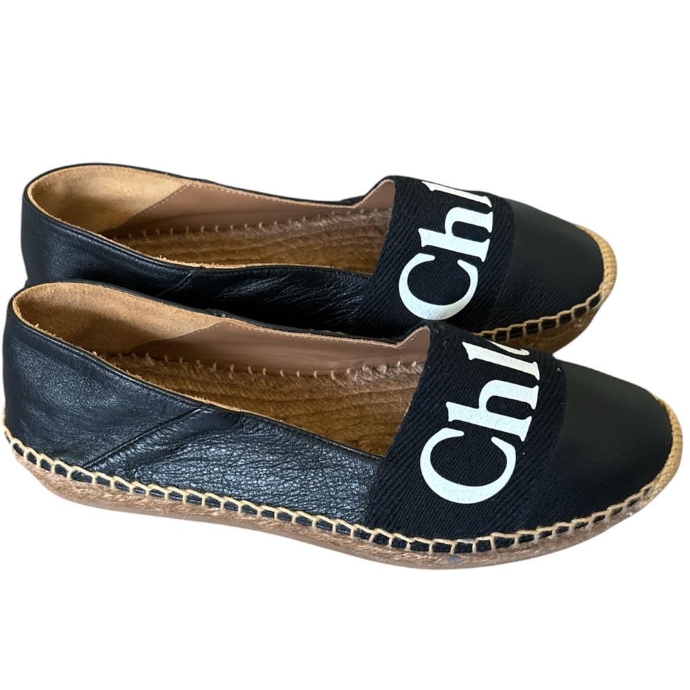 Chloé Woody Logo Convertible Leather Espadrilles Women Size 36 Black Retail $525